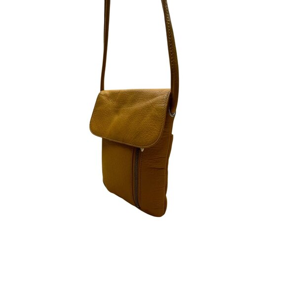 Tignanello Women’s Yellow Leather With Front Zip Pocket Crossbody Bag - Picture 2 of 13